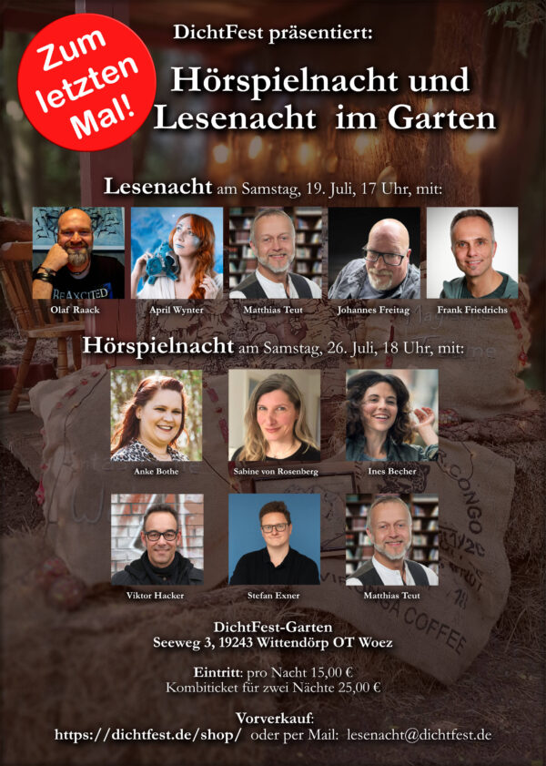 Doppelticket für die Lese- und die Hörspielnacht (19. und 26. Juli)